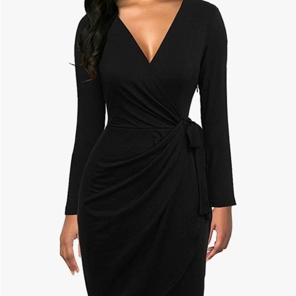 Berydress -‎ Women's black Wrap Dress